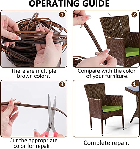 Wicker Repair Kit - 120Ft Rattan Patio Chair Sofas Repair Supplies For Outdoor Lawn Furniture, Premium New Materials Basket Weaving Webbing Replacement Parts #TOP6