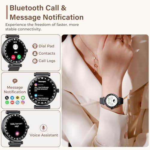 Image of Matast Smart Watch for Women, 1.19 inch AMOLED Display Fitness Tracker Bluetooth Make /Answer Call, Watches with 110+ Sports Modes /Heart Rate /SpO2 /Sleep Monitor, Smartwatch IP68 Waterproof for Android iOS