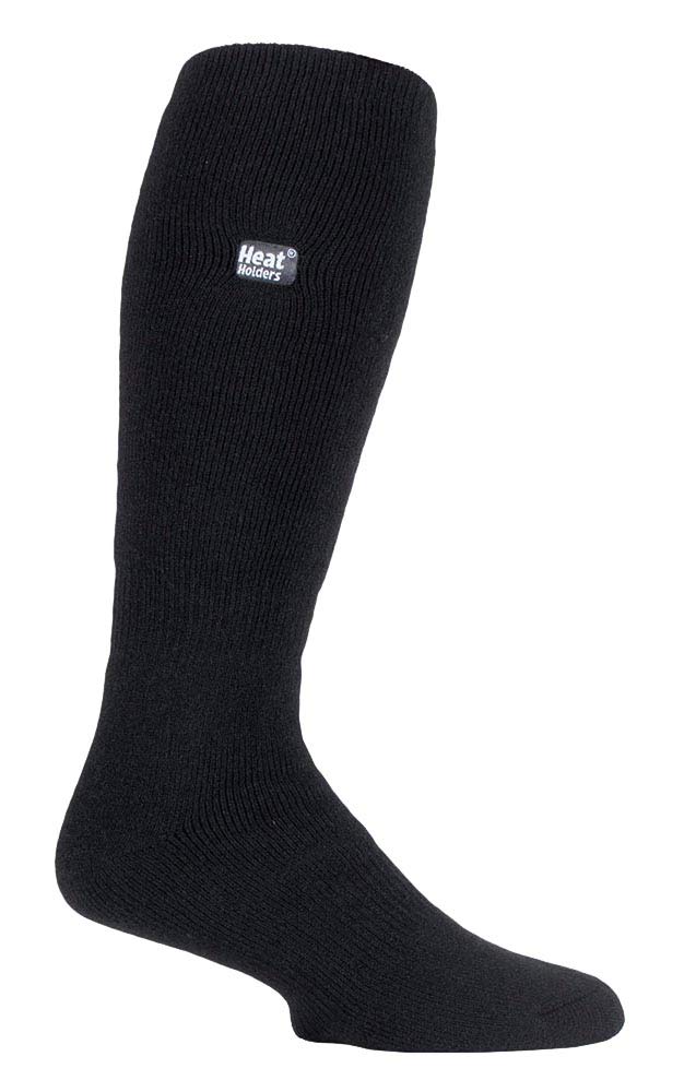 Heat Holders Men's Black Lite - Extra Long Knee High Plain Thin Thermal Socks For Wellington Boots (6-11 Uk, )