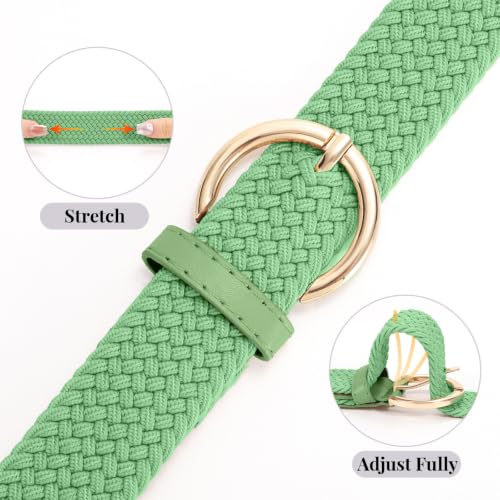 Image of JASGOOD Women Men Braided Woven Elastic Stretch Waist Belt Golf Canvas Fabric Casual Belt for Jeans Pants