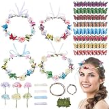 ACRNIGHEET 30 Sets DIY Flower Crown Making Kit, Fairy Party Favors Butterfly Floral Headband and Bracelet, Make Your Own Floral Crown, Flowr Crowns Kit for Princess Women Wedding Birthday Party