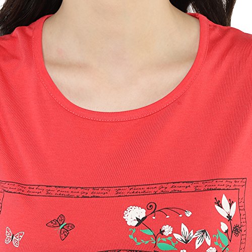 Image of Modeve Women Printed Cotton Blend Half Sleeve Round Neck T-Shirt for Summer