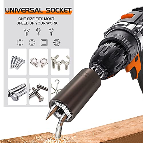 Universal Socket Tools Gifts for Men- 2 PACK Gifts for Dad Birthday Gift Super Universal Socket Set, Cool Stuff Gadgets for Men Women Husband Him Multi Socket Grip with Power Drill Adapter 7-19mm - Image 4