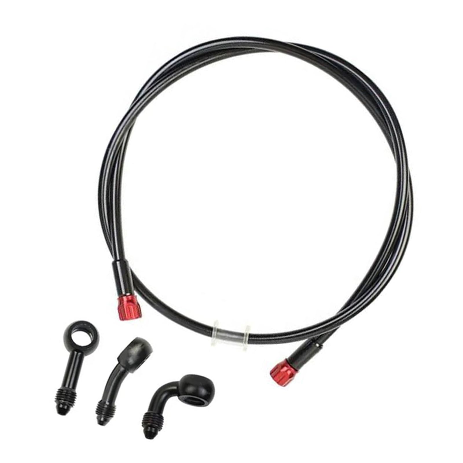 Shqxd Black- Silver Hydraulic Brake Hose Motorcycle M10 Fit Atv Pit Dirt Street Racin Brake Hose An3 Hydraulic Braided Line With 360 Degree Rotatable Banjo(1600Mm)