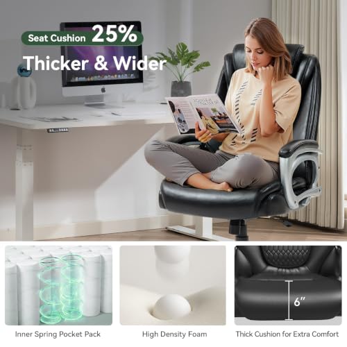 Image of Vogue Big and Tall Office Chair 500lbs Ergonomic PU Leather Lumbar Support