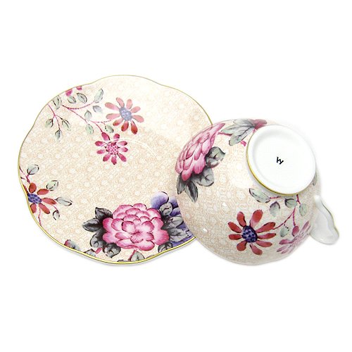 WEDGWOODウェッジウッドハーレクイン カッコー ティーカップソーサーピンク