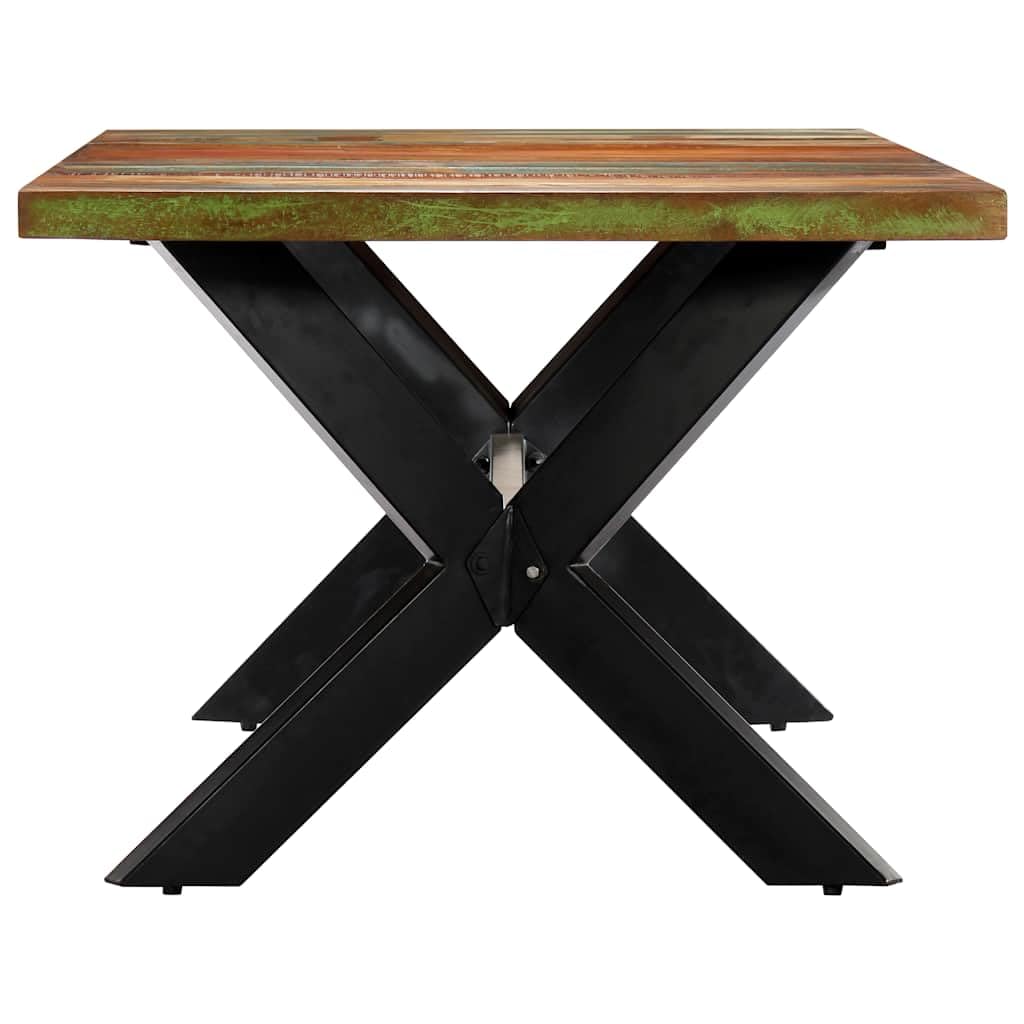 Tavolo da pranzo da 200 x 100 x 75 cm, in legno massiccio anticato con gambe in acciaio dal design industriale, tavolo da cucina rettangolare, stabile, mobile vintage per famiglia e ospiti