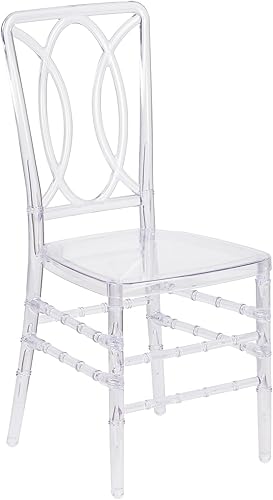 Miniatura 13 de Flash Furniture Paquete de 2 sillas apilables Flash Elegance Crystal Ice con respaldo de diseñador, silla para eventos, resistente a los rayos UV