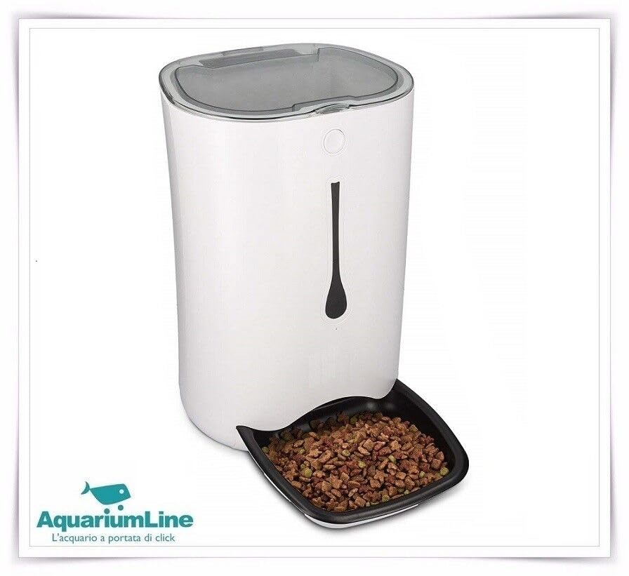 Jecob Comedero dispensador automático de comida para perros y gatos con cámara integrada para monitoreo desde smartphone, ajuste remoto de la dosificación y control por voz 6L/2-3kg 4 comidas