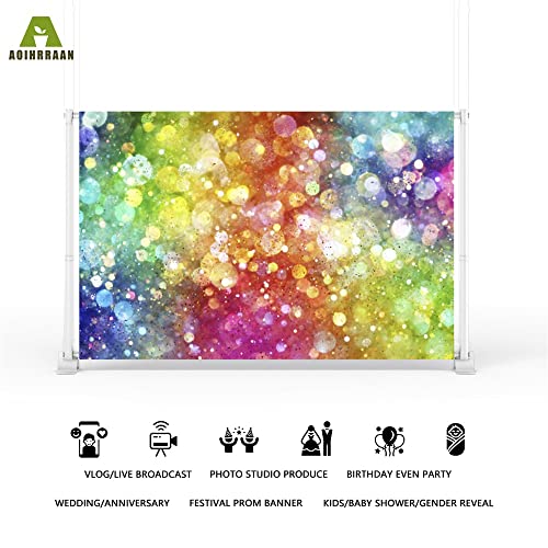 Aoihrraan 3x2m Bokeh Halos Backdrop Colorful Glitter Sparkle Sequin Scene Photography Background New Year Famliy Party Decoration Wedding Shoots Kids Adults Personal Portrait Photo Studio Props - Image 2
