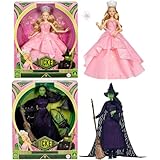 Bundle of Mattel Universal Wicked Deluxe Glinda Fashion Doll & Accessories Including Crown & Scepter + Mattel Universal Wicked Deluxe Elphaba Fashion Doll & Accessories, with Braided Hair