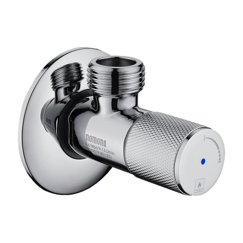 nomona Brass Chrome Plated Water Angle Valve, G1/2" (BSPP 1/2") Wall Mounted, G1/2" (BSPP 1/2") Hose Connection for Basin, Kitchen, Toilet(Marking: Blue)