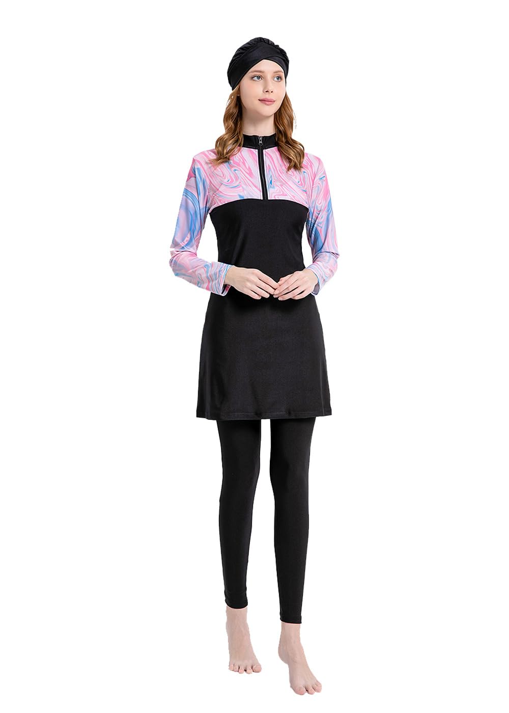 Muslim Swimsuits for Girls Modest Islamic Swimwear 3Pcs Burkini Set Bathing Suit (S,S3)