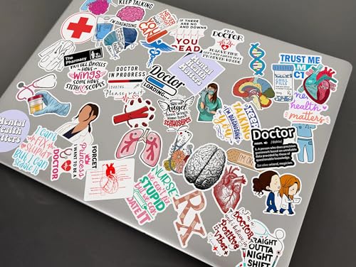 Image of WallDesign Doctor Self Adhesive Sticker Collection Set of 75 Unique Designs for Medical Enthusiasts - Mobile,Laptop,Journal ,Durable,Printed Vinyl Perfect for Healthcare Medical Heroes,51 mm