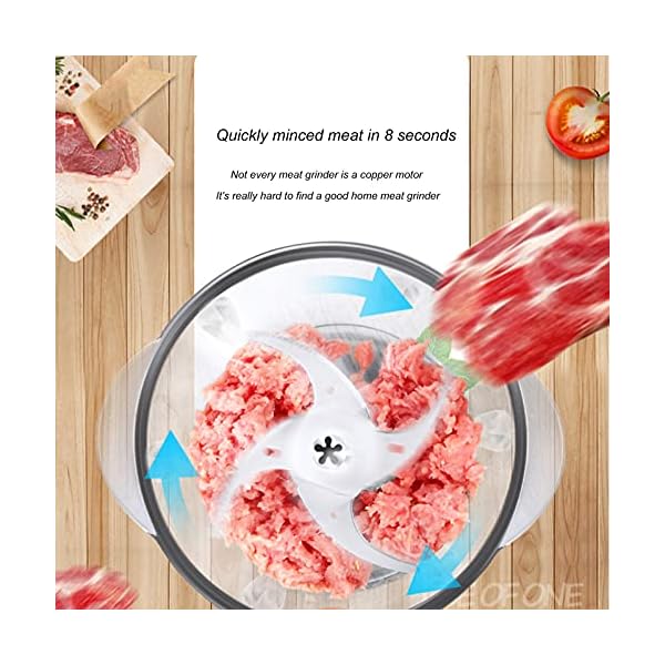 Electric Food Processor,Meat Grinder 1.8L Thick Glass Food Chopper For Chop Onion Ginger Vegetable Pepper Spice Meat, Easy Cleaning - Image 4