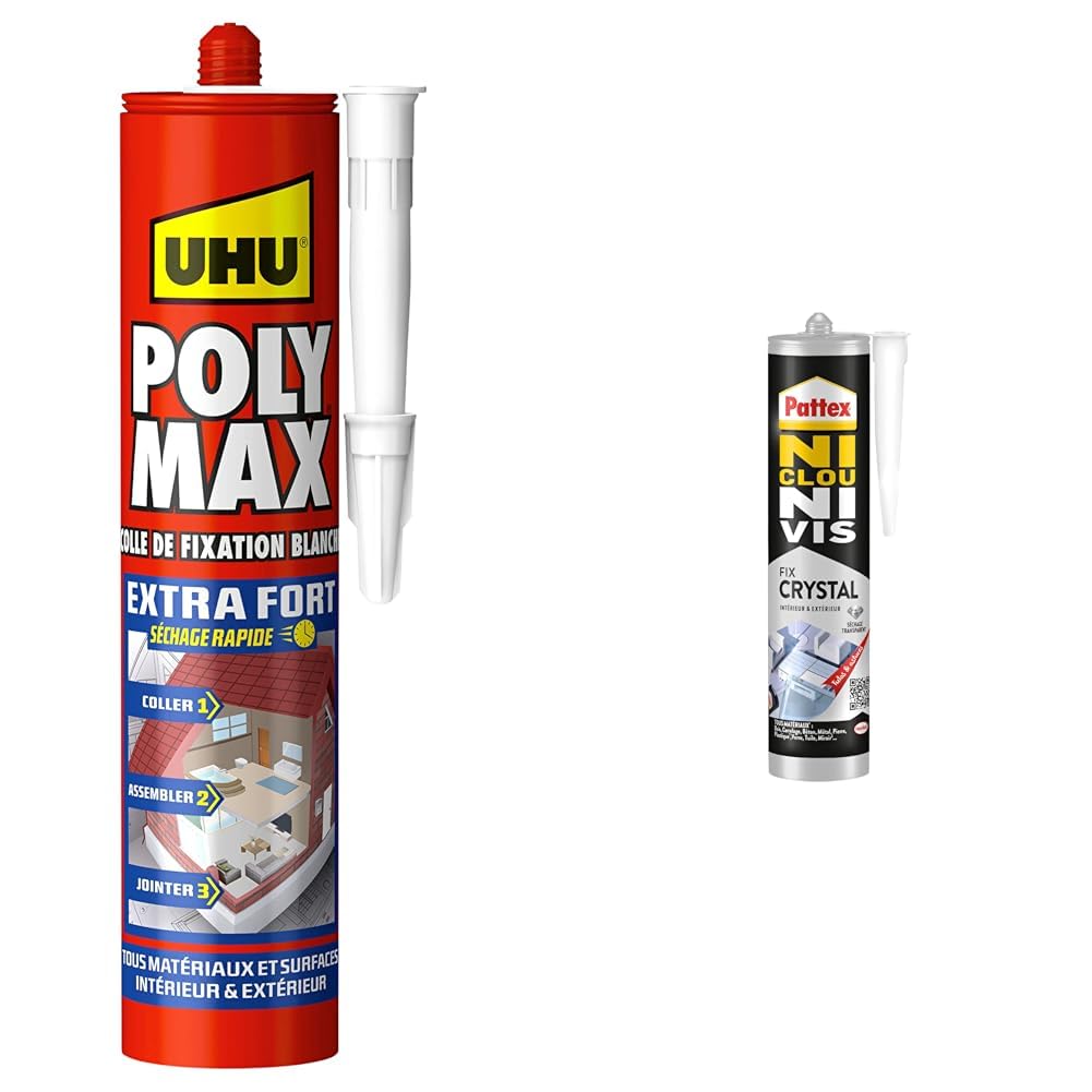 Colle de fixation MSP UHU Polymax et Pattex Fix Crystal pour assembler et jointer - 8
