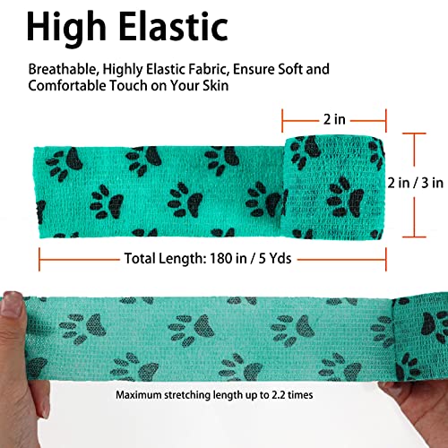 20 Pack Vet Wrap Self Adhesive Bandage Wrap, No-Woven Self Adherent Wrap Elastic Cohesive Tape For Dogs Horses Pet Animals Wrist Healing Ankle Sprain Swelling (12Pcs 2'' Rolls+ 8Pcs 3''Rolls) #TOP3