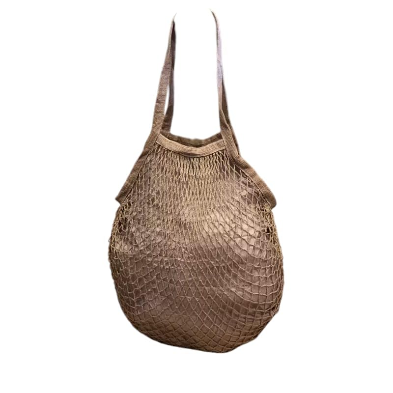 Bolsa de Crochê Vazada Macramê com Forro Praiana da Moda Blogueira (Cáqui)