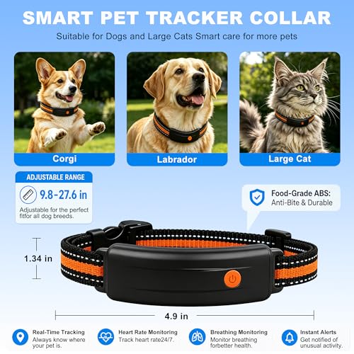 4G LTE GPS Pet Tracker & Virtual Fence, Real-Time Location, Heart Rate & Activity Monitor, Remote Training Smart Collar for Large Cats, Small, Medium and Large Dogs (Black) - Image 3