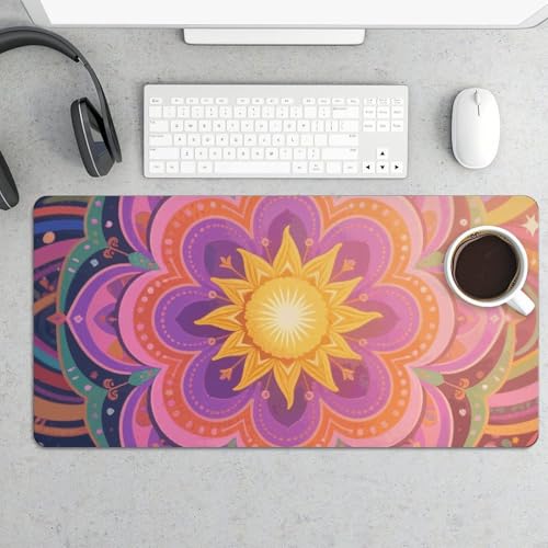 Desk Pad Protector 24x12 Inch Extended Bohemian Mandala