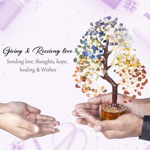 Image of ZAICUS Seven Chakra Crystal Tree of Life Feng Shui Bonsai 10-12 Inch
