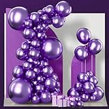 PartyWoo Metallic Purple Balloons 85 pcs Different Sizes of 18 12 10 5 Inch Chrome Purple Latex Helium Balloon Arch Kit Garland for Mardi Gras Wedding Birthday Party Decorations Purple-G105