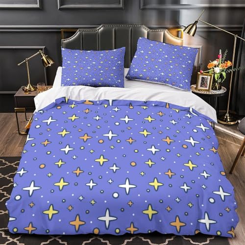 Housse de couette ciel étoilé 3D 135x200cm en microfibre douce avec sa parure de lit étoile single