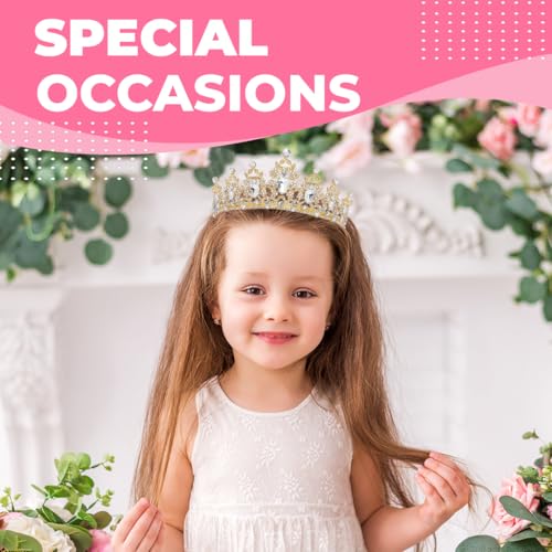 Birthday Tiara Crown with Sash for Women, Headband Hair Accessories for Wedding Party Costume Gold