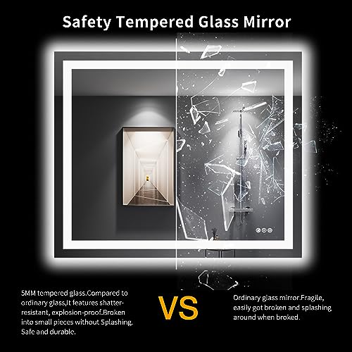 LOAAO 48"X40" LED Bathroom Mirror with Lights, Anti-Fog, Dimmable, Backlit + Front Lit, Lighted Bathroom Vanity Mirror for Wall, Memory Function, Tempered Glass, Shatter-Proof, ETL Listed by LOAAO - Image 8