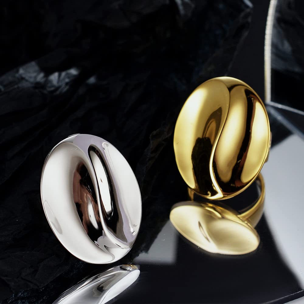 HGJH Anelli d'Argento,Anelli in Argento Sterling Donne 925 Grandi Anelli Regolabili Rotondi Lucidi Anelli Geometrici Regolabili in Argento Anello di Fidanzamento Anelli di Eternità per Ragazze