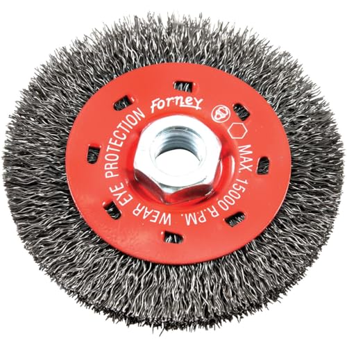 Forney 72788 Wire Wheel Brush, Coarse Crimped with 5/8-Inch-11 Threaded Arbor, 4-Inch-by-.014-Inch