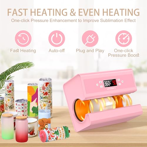 Whubefy Auto Mug Heat Press, Pink Tumbler Heat Press for 10-30oz 2.9-3.34in by Whubefy - Used condition - Image 7