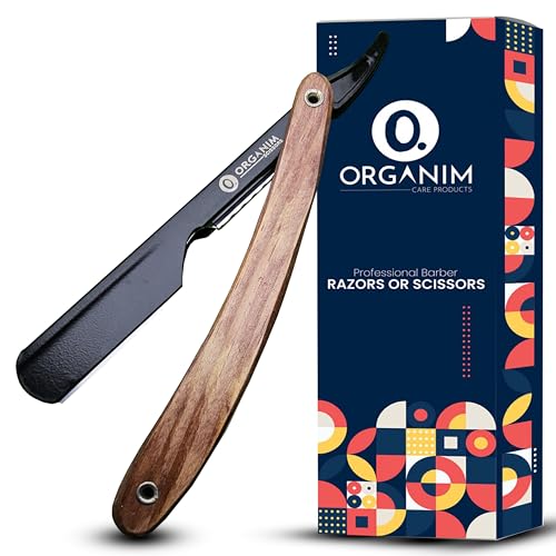 Image of Barber Shaving Razor for Men with Wooden Handle | Stainless Steel Slider Head Razor for Salon and Home Grooming | Manual Beard Shaving and Trimming Razor for Barbers (Black)