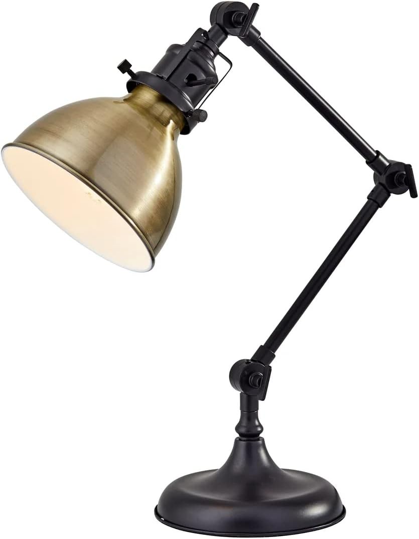 Adesso 3908-26 Alden Desk Lamp, 18.5 in., 40W Standard, 40W LED, Antique Bronze w/Brass Accents, 1 Tabletop Lamp