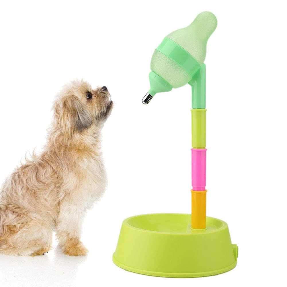 Cyrank Pet Water Bottle Stand, 650ml Automatic Dispenser for Dogs Guinea Pigs, Mice, Green