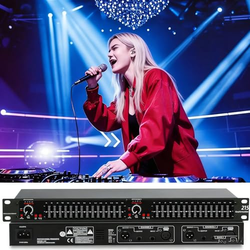 Ecualizador Estéreo Dual de 15 Bandas, Controlador Digital de Efectos de Audio, Ajuste de Ganancia, Botón de Encendido/Apagado Independiente por Canal, para Salas KTV y Home Theater