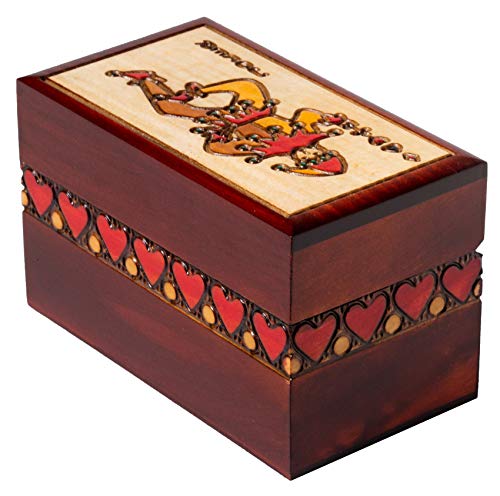 Artisan Owl Polish Handmade Four Suited Joker Card Wooden Box with Red Interior, Holds Two Decks of Cards Artisan Owl Polish Handmade Four Suited Joker Card Wooden Box with Red Interior, Holds Two Decks of Cards