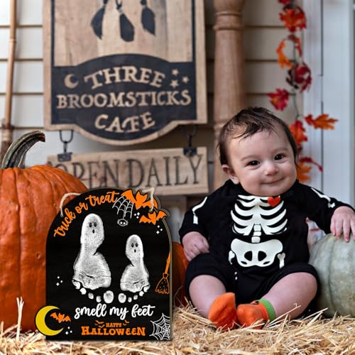 Image of DIY Happy Halloween Signs, Baby First Halloween Gifts for Babies, Kids Halloween Crafts, Project Memory Keepsake Cute Trick or Treat Halloween Photoshoot Baby Milestone Announcement Props