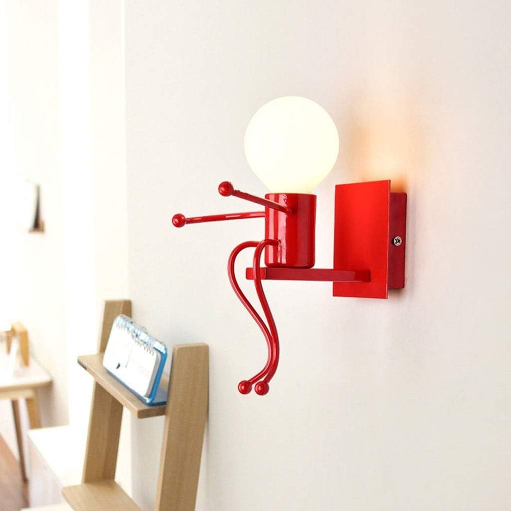 Lampara Pared Lámpara De Pared E27, Aplique Hierro Forjado Creativo Moderno, Pantalla, Lectura, Dormitorio, Sala Estar De Dormitorio(Rot)