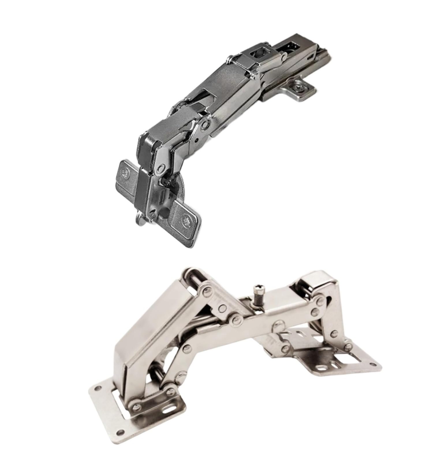 1pcs 180 Degree Hinges Frameless Cabinet Hydraulic Soft Close Cupboard Doors Cold Rolled Steel Material(Silver)