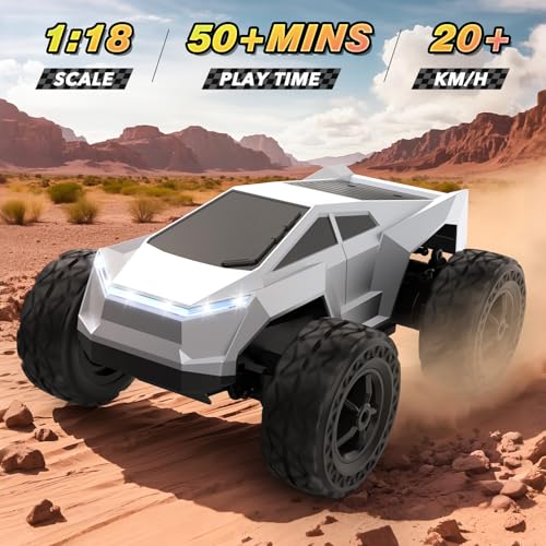 1:18 Scale Remote Control Car Truck, 2.4GHz All-Terrain RC Car Toy with LED Lights, Boy Toys Monster RC Trucks Birthday Gifts for 4 5 6 7 8 9 10 Year Old Boys Age 4-6 6-8 8-12 - Image 6