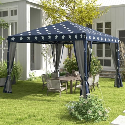 Outsunny-10-x-10-Pop-Up-Canopy-Tent-with-Netting-Instant-Gazebo-Screen-House-Room-with-Carry-Bag-Height-Adjustable-for-Outdoor-Garden-Patio-Camping-Blue-and-Red