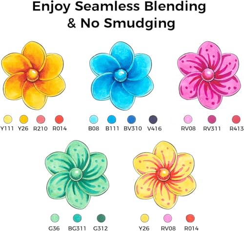 Image of Ohuhu Alcohol Markers Brush Tip-Double Tipped Art Marker Set for Artist Adults Coloring Illustration-120 Colors-Brush & Chisel Dual Tips-Honolulu B-Refillable Alcohol-Based Ink,Multi-Coloured