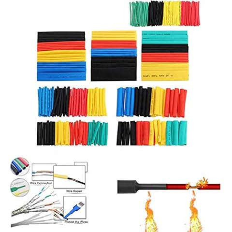 164 Pcs Heat Shrink Tubing kit, Electric Insulation Heat Shrink Wrap Cable Sleeve,5 Colors in 8 Sizes Cover