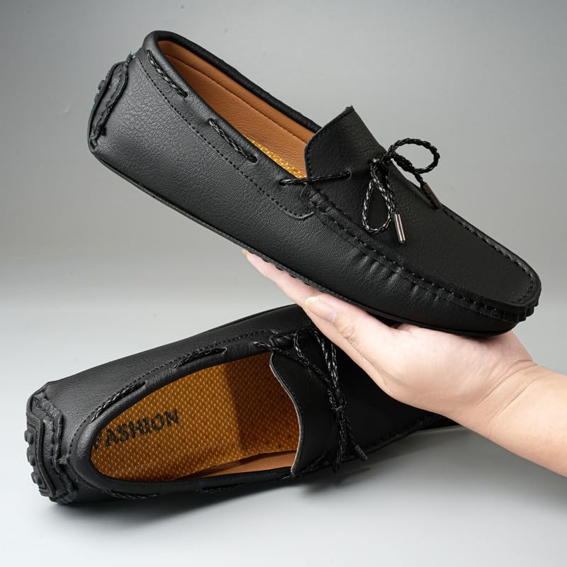 Men's Leather Penny Loafers Casual Lace up Slip on Gommino Flat Driving Shoes Comfort Dress Shoes2