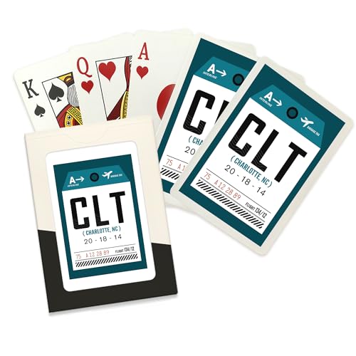 Lantern Press Charlotte, North Carolina, CLT, Tag, 52 cartas poker
