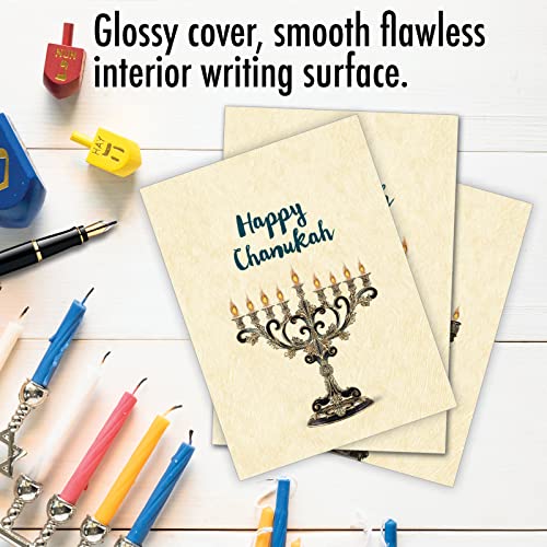 Image of Best Card Co 10 Chanukah Boxed Cards Hanukkiah AC6128HKG-B1x10