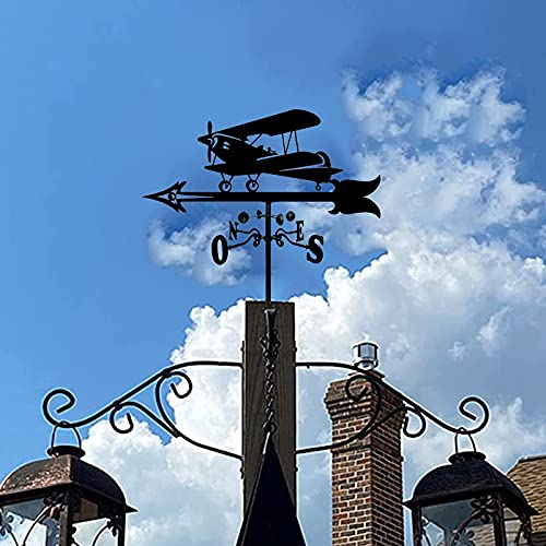 Veleta de viento duradera hecha de acero inoxidable con diseño de avión retro 8