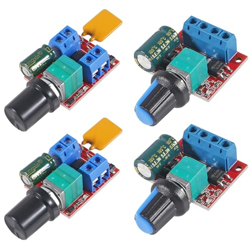4Pcs Mini 12V 5A 2A 90W PWM Motor Speed Controller DC-DC 5V-35V + DC-DC 4.5V-35V Adjustable Speed Regulator Control Governor Switch LED Dimmer DC 12V 24V Drive Module