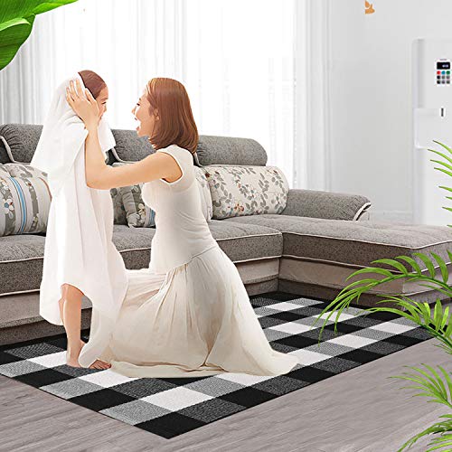 image for kese Buffalo Check Rug Black and White Plaid Rugs 23.6 x 35.4 Inch Cot